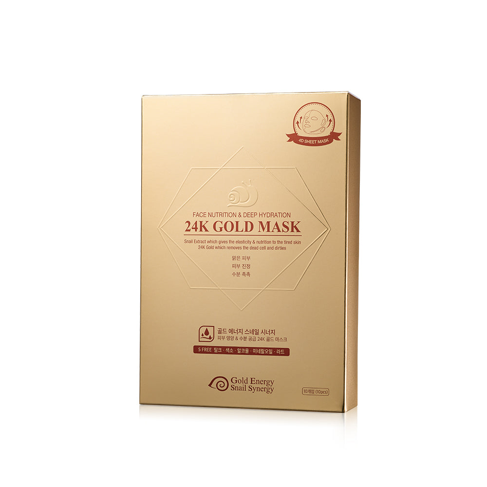 24K Gold Mask - Gold Energy Snail Synergy - 10 Sheets