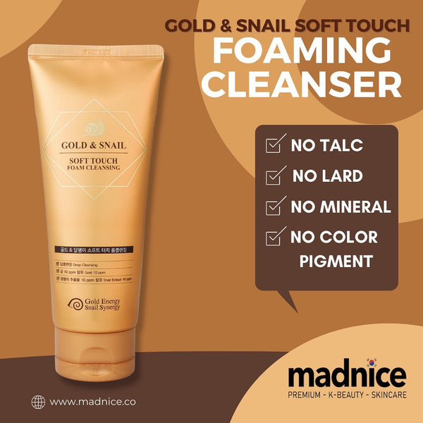 Gold & Snail Soft Touch Foaming Cleanser.  No talc, lard, mineral oil and colour pigment.