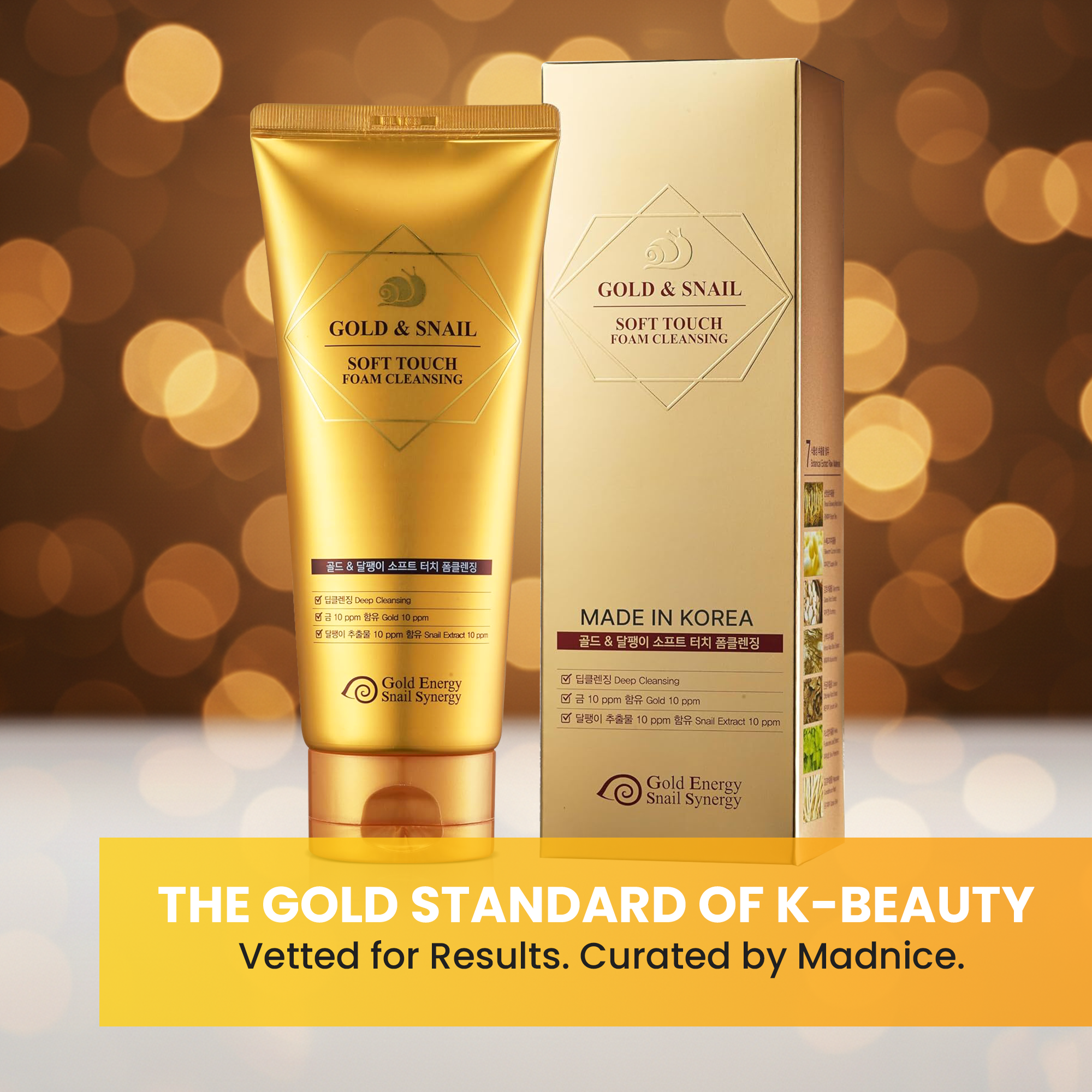 Gold & Snail Soft Touch Foam Cleanser – Soothing & Clarifying Radiant Skin Wash – 170ml