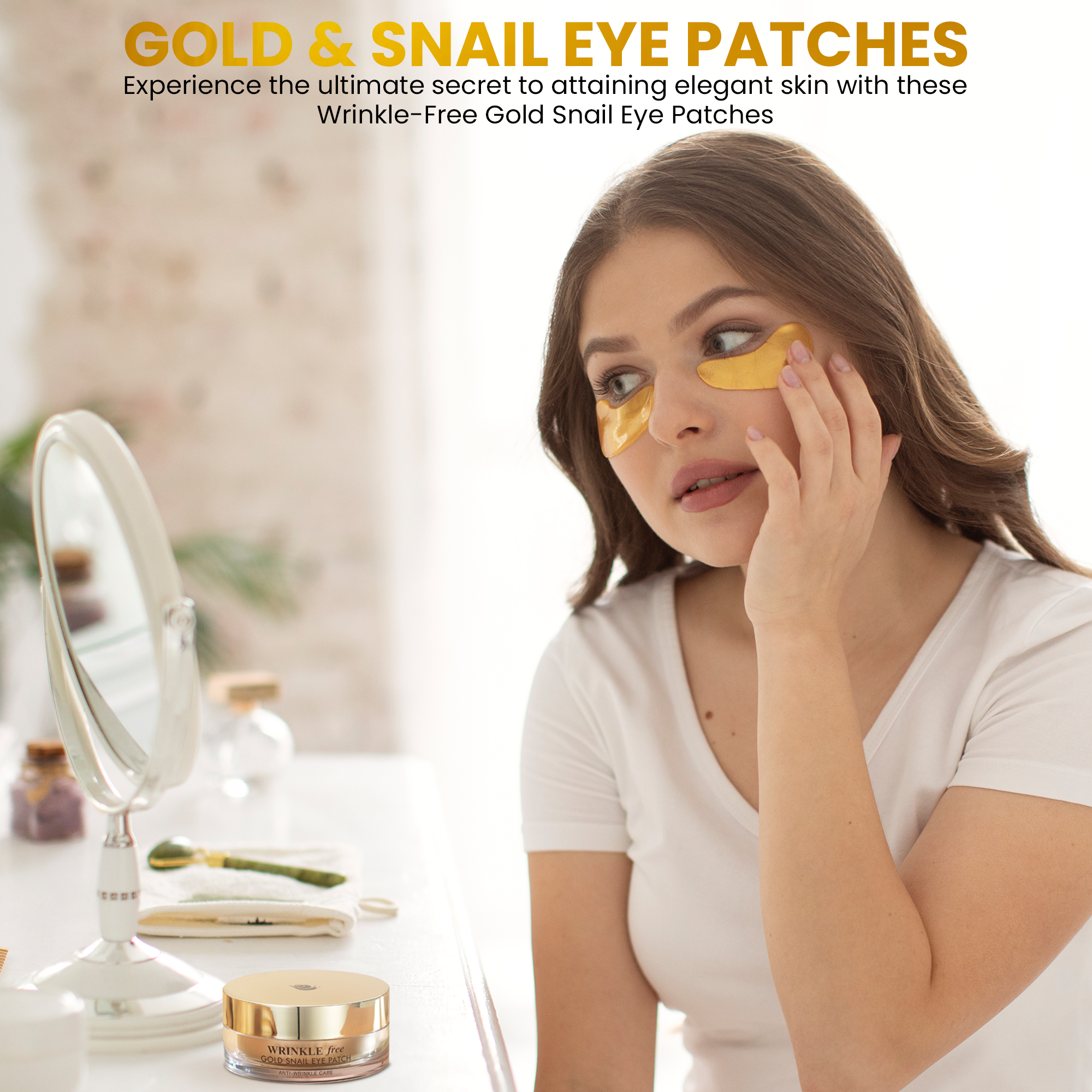 Madnice Gold & Snail Eye Patch – Anti-Aging Korean Under Eye Mask (60 Sheets)