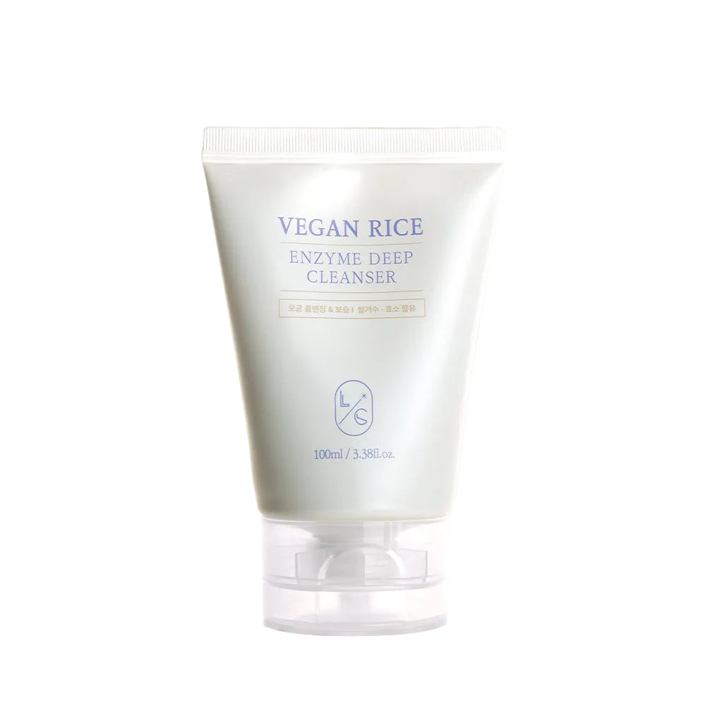 Vegan Rice Enzyme Deep Cleanser tube on a beige background
