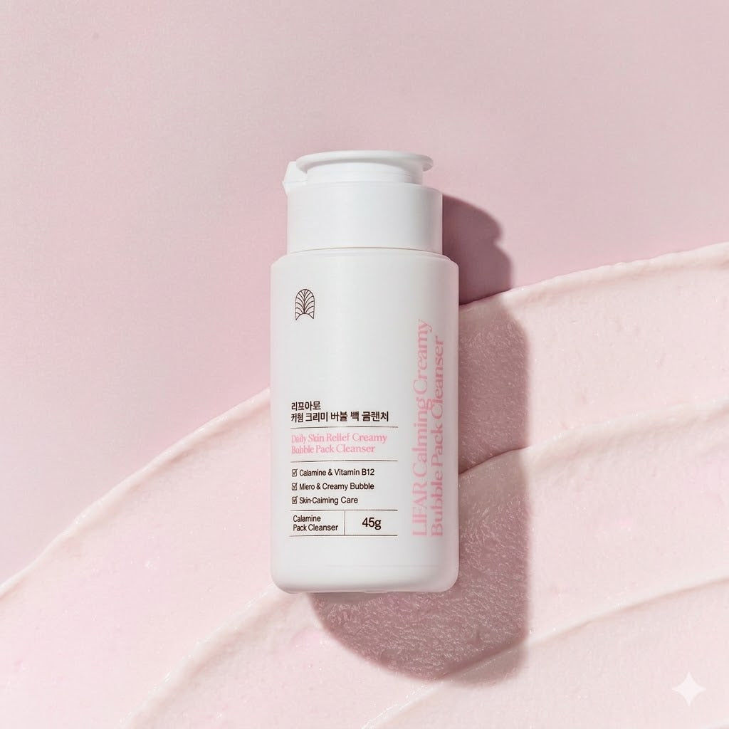 Madnice Calming Creamy Bubble Pack Cleanser by Lifar, Calamine & Vitamin B12 Soothing Face Wash, 45g