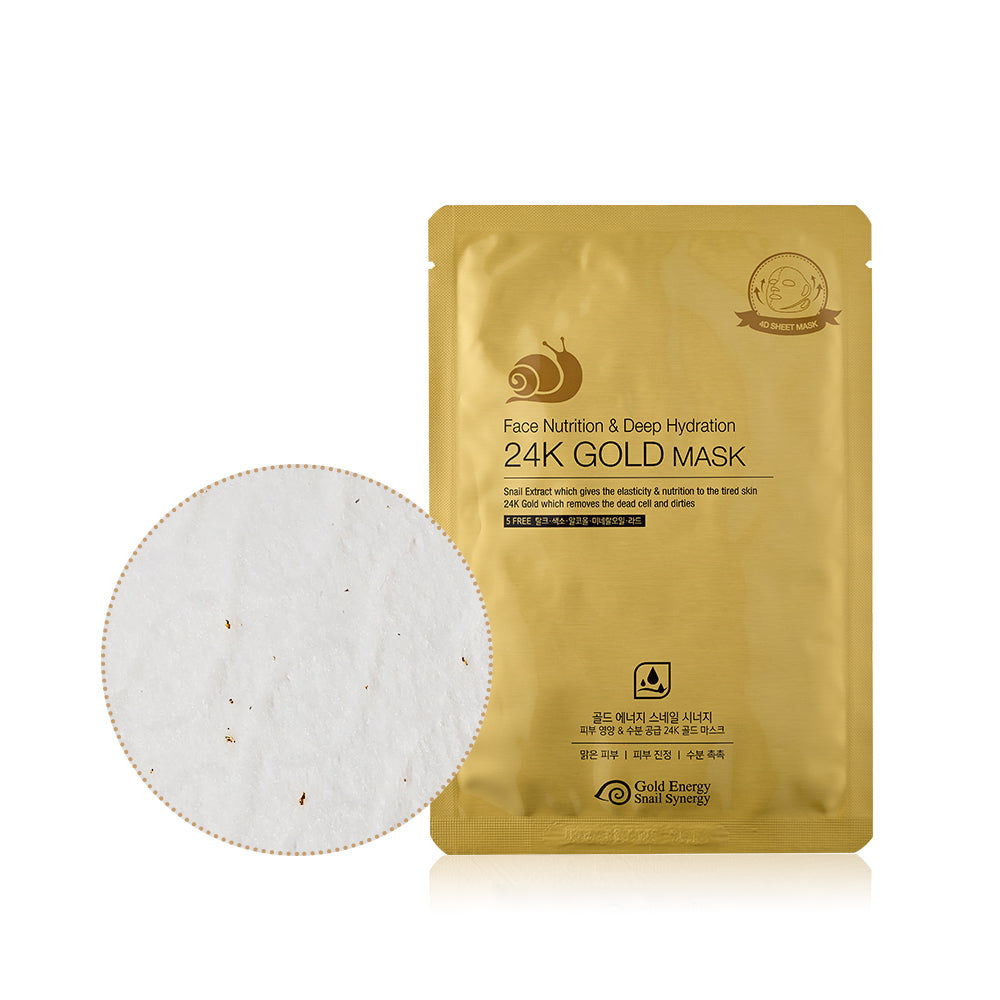 24K Gold Mask - Gold Energy Snail Synergy - 10 Sheets 