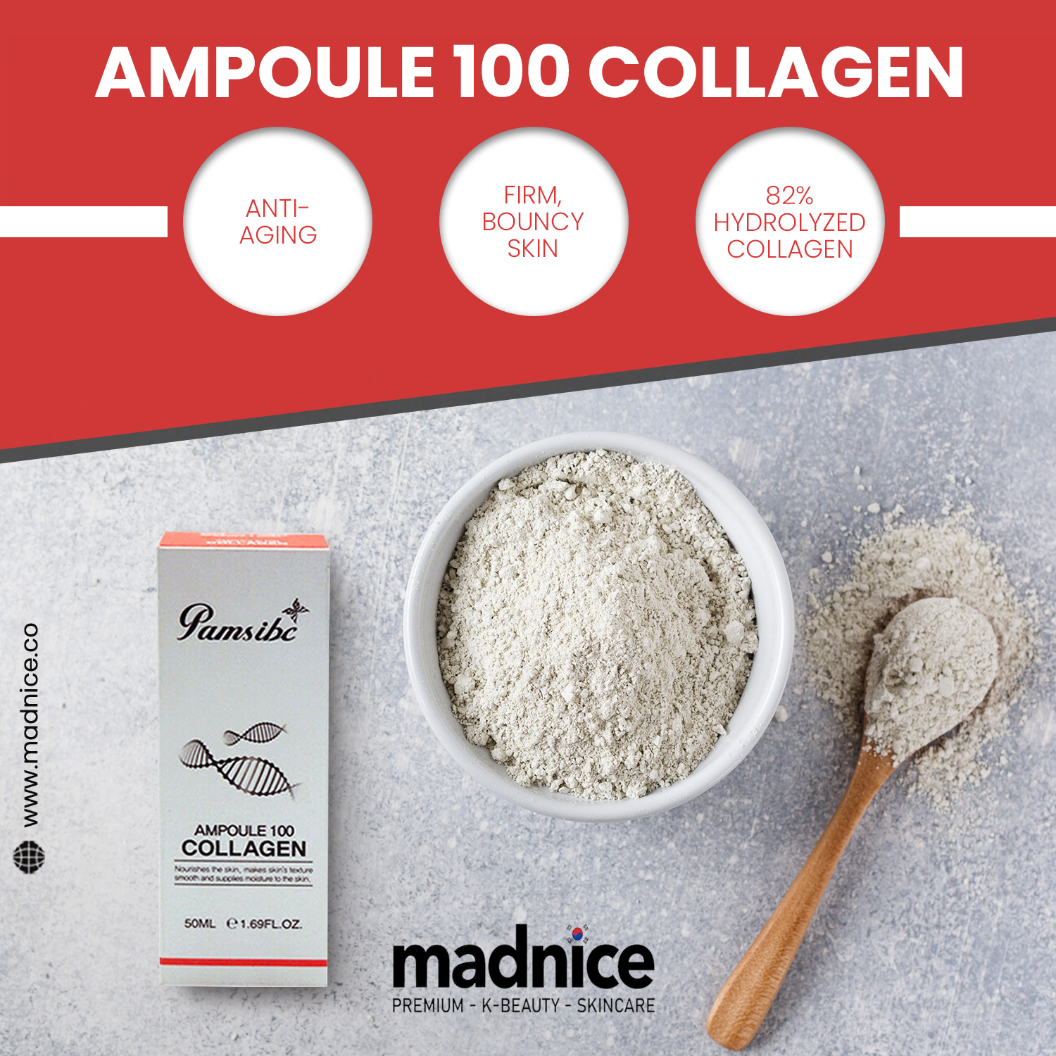 Pamsibc Ampoule 100 Collagen - 82% Hydrolyzed Collagen