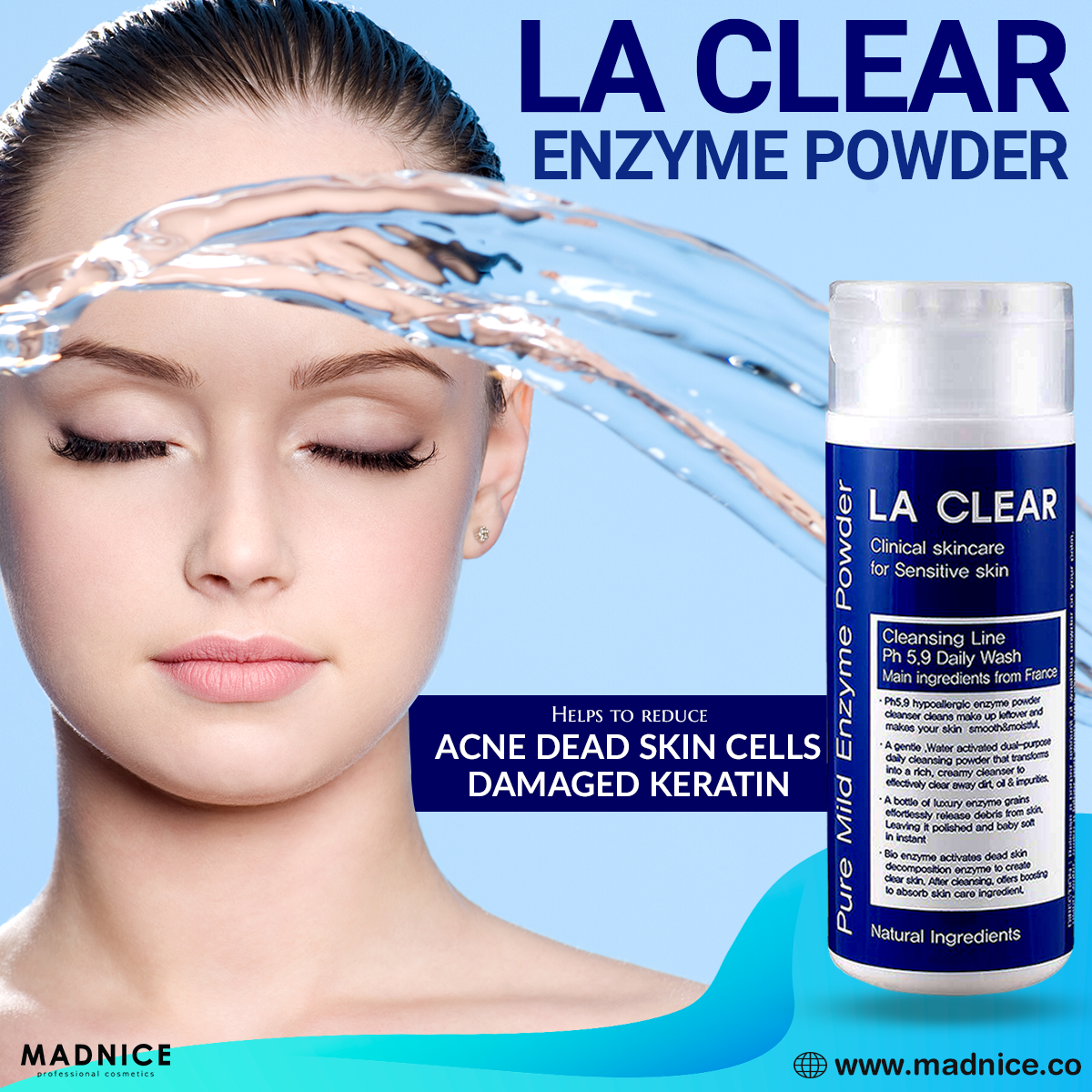 Madnice-La Clear Pure & Mild Enzyme Powder - 70g 