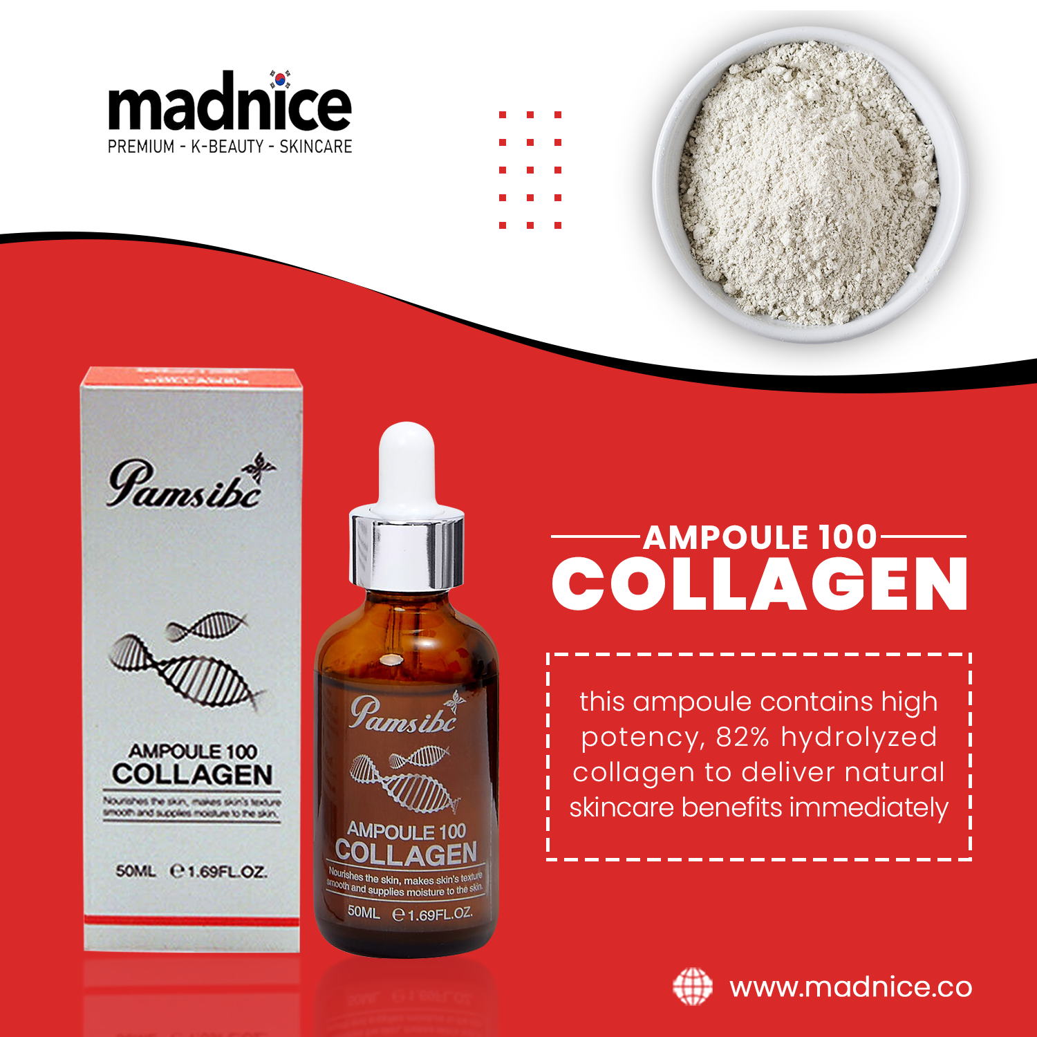 Pamsibc Ampoule 100 Collagen - 82% Hydrolyzed Collagen