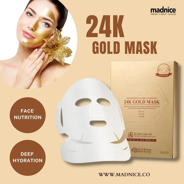 24K Gold & Snail V-Line Lifting Mask - Nutrition & Deep Hydration - 10 Sheets